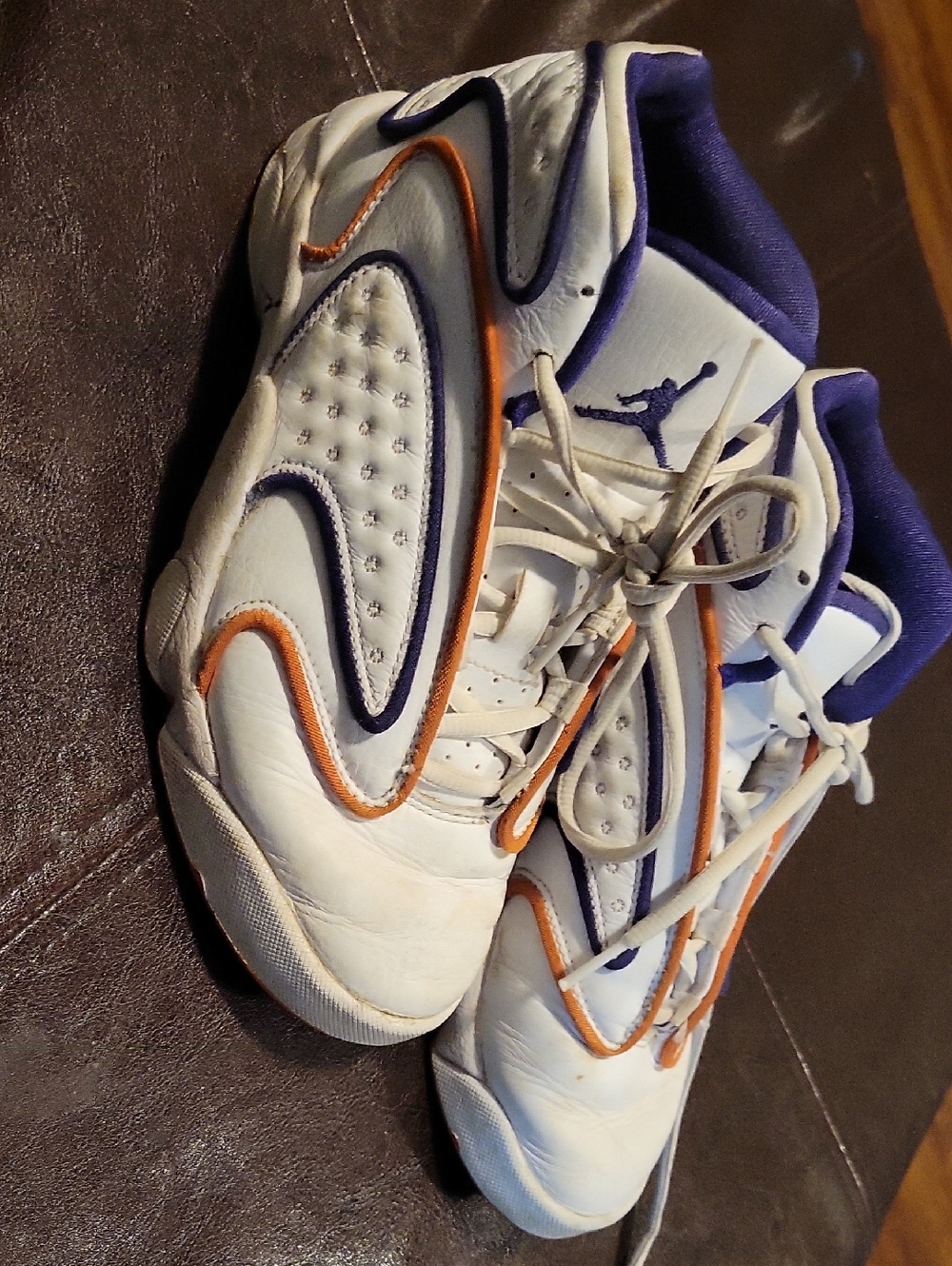 Nike Jordans White Purple Orange Basketball Sneakers